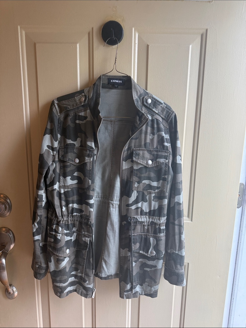 Express Women's Gray Camouflage Utility Jacket